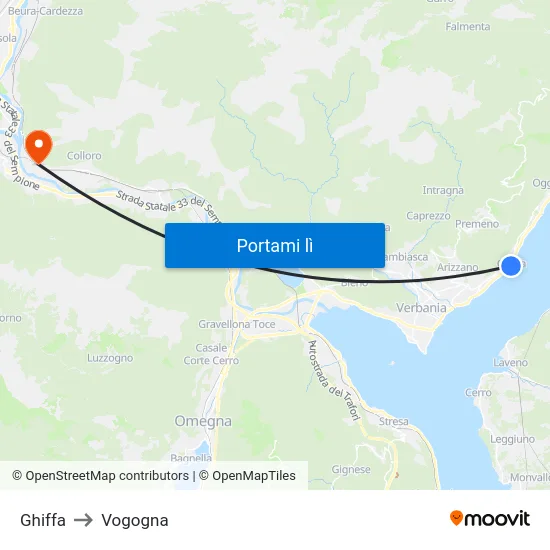 Ghiffa to Vogogna map