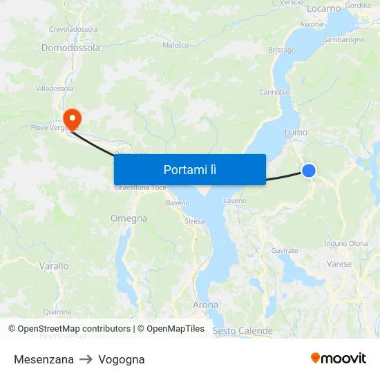 Mesenzana to Vogogna map