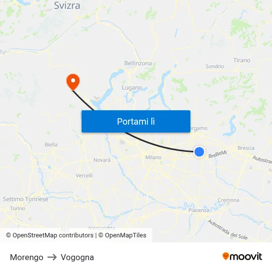 Morengo to Vogogna map