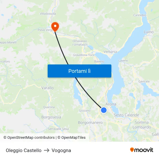 Oleggio Castello to Vogogna map