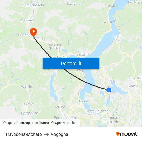 Travedona-Monate to Vogogna map