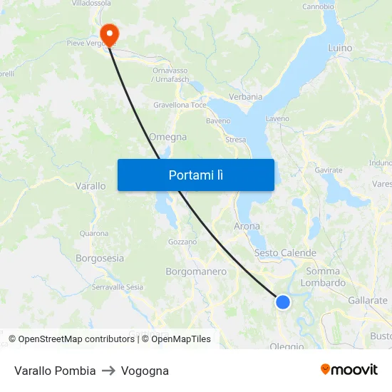 Varallo Pombia to Vogogna map
