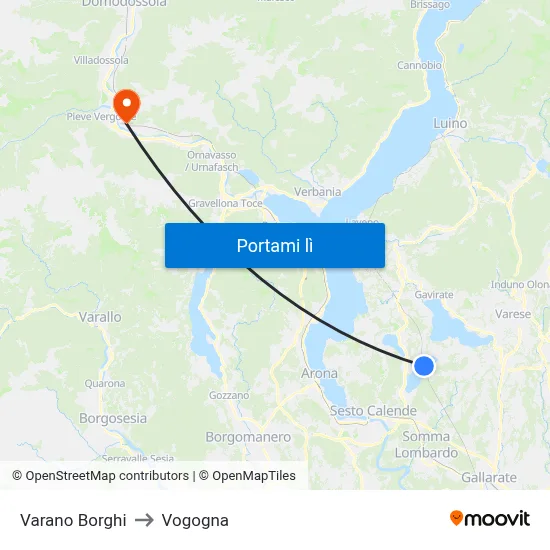 Varano Borghi to Vogogna map