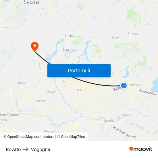 Rovato to Vogogna map