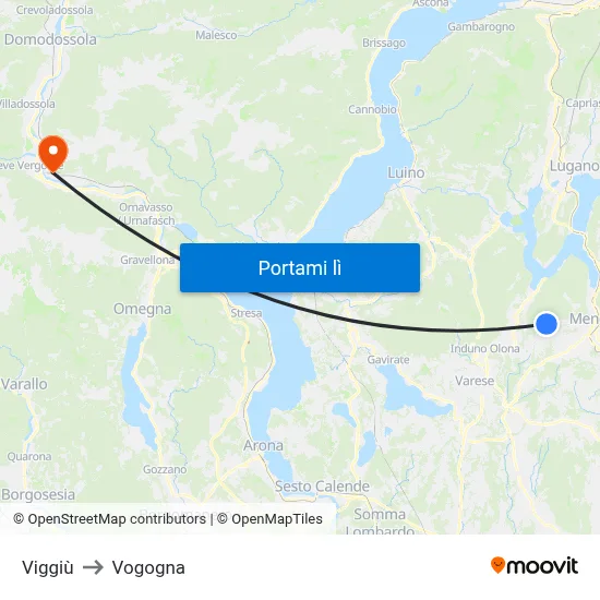 Viggiù to Vogogna map