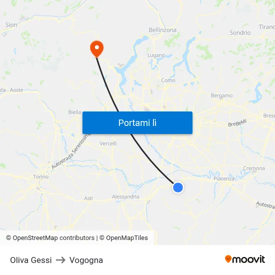 Oliva Gessi to Vogogna map