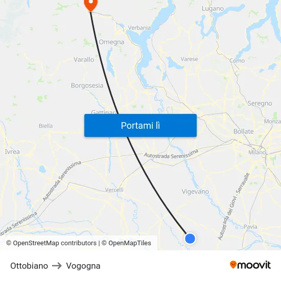 Ottobiano to Vogogna map