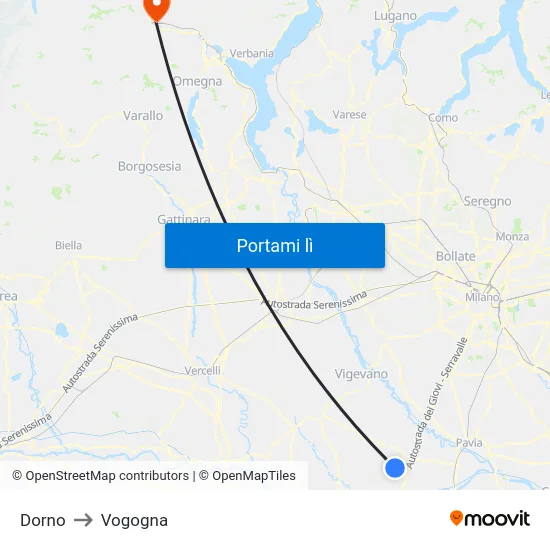 Dorno to Vogogna map