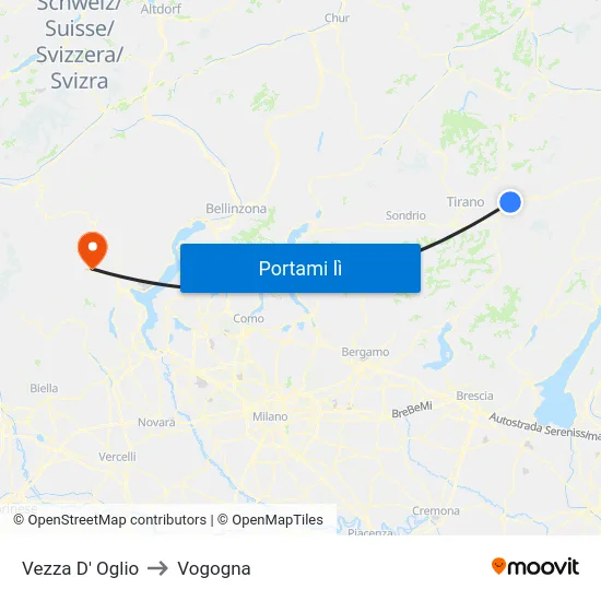 Vezza D' Oglio to Vogogna map