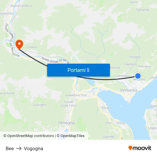 Bee to Vogogna map
