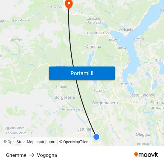 Ghemme to Vogogna map