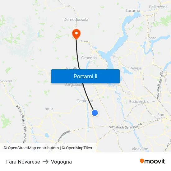 Fara Novarese to Vogogna map
