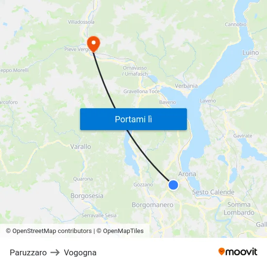 Paruzzaro to Vogogna map