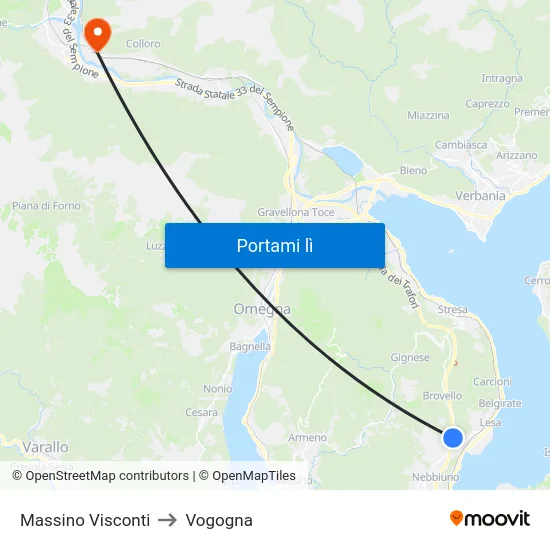 Massino Visconti to Vogogna map