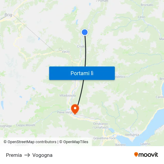 Premia to Vogogna map
