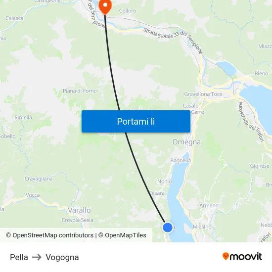 Pella to Vogogna map