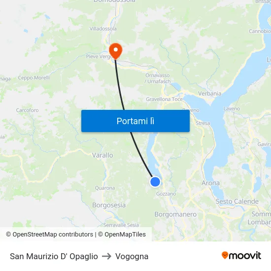 San Maurizio D' Opaglio to Vogogna map