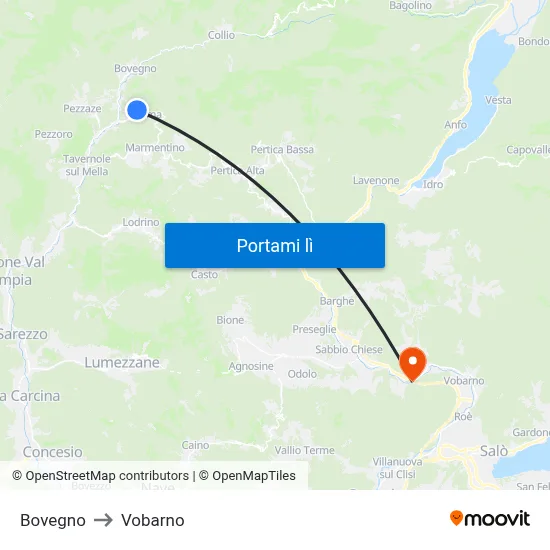 Bovegno to Vobarno map
