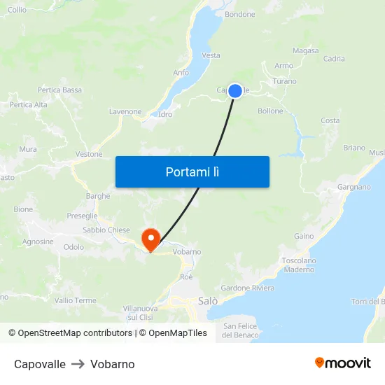 Capovalle to Vobarno map