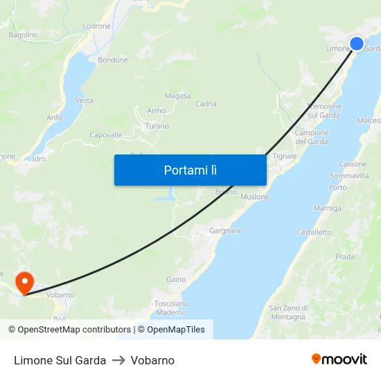 Limone Sul Garda to Vobarno map