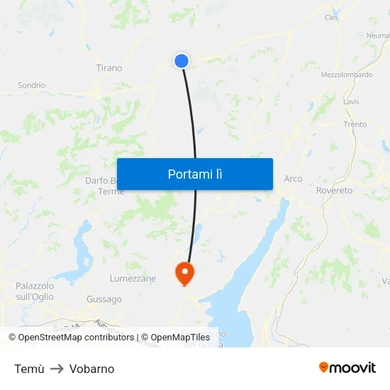 Temù to Vobarno map