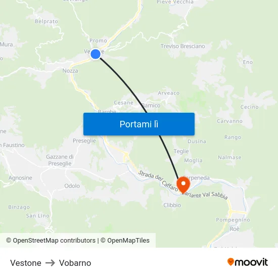 Vestone to Vobarno map