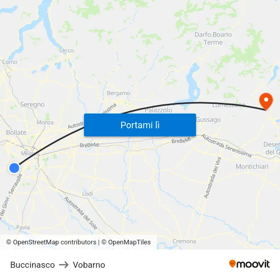 Buccinasco to Vobarno map