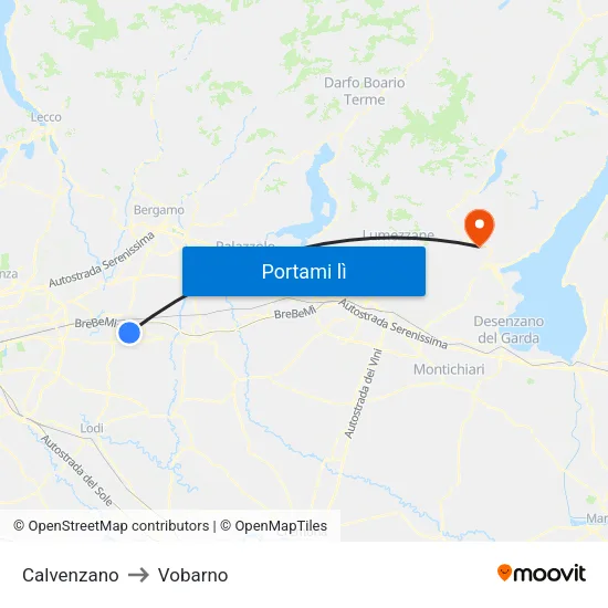 Calvenzano to Vobarno map
