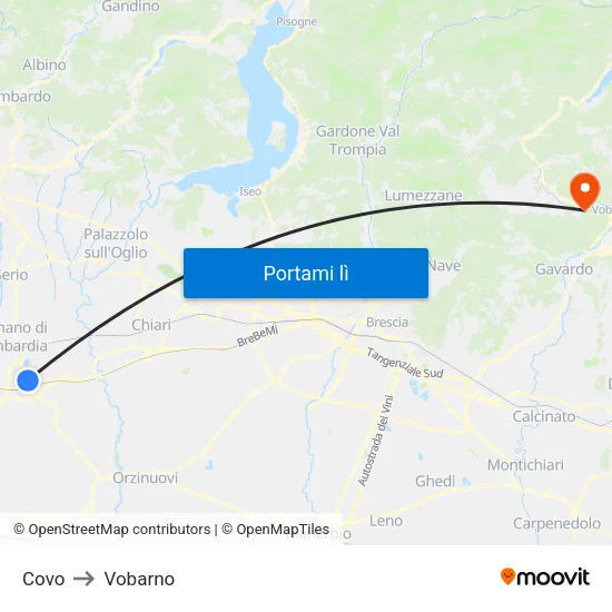Covo to Vobarno map