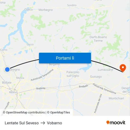 Lentate Sul Seveso to Vobarno map