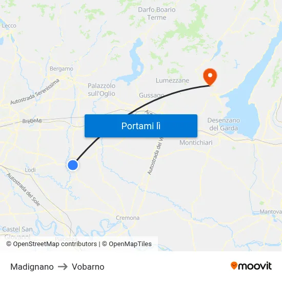 Madignano to Vobarno map