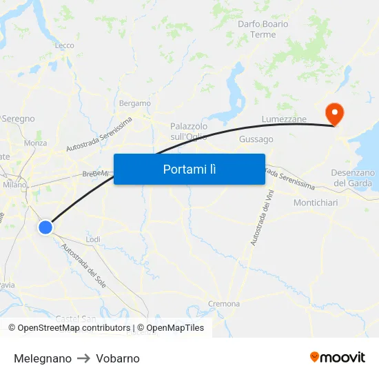 Melegnano to Vobarno map