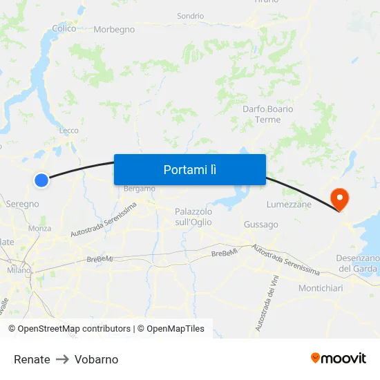 Renate to Vobarno map