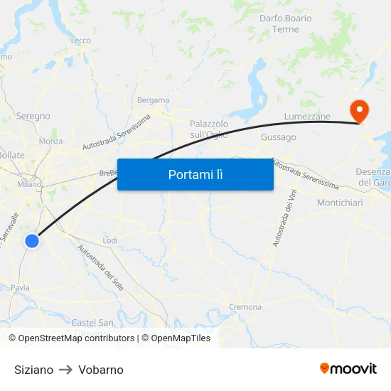 Siziano to Vobarno map