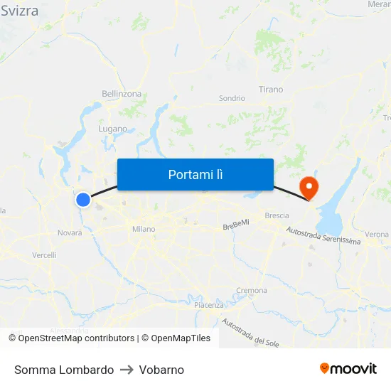 Somma Lombardo to Vobarno map