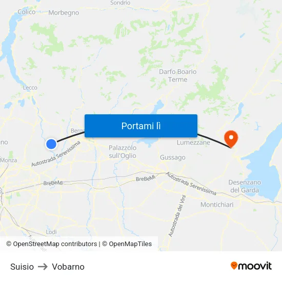 Suisio to Vobarno map