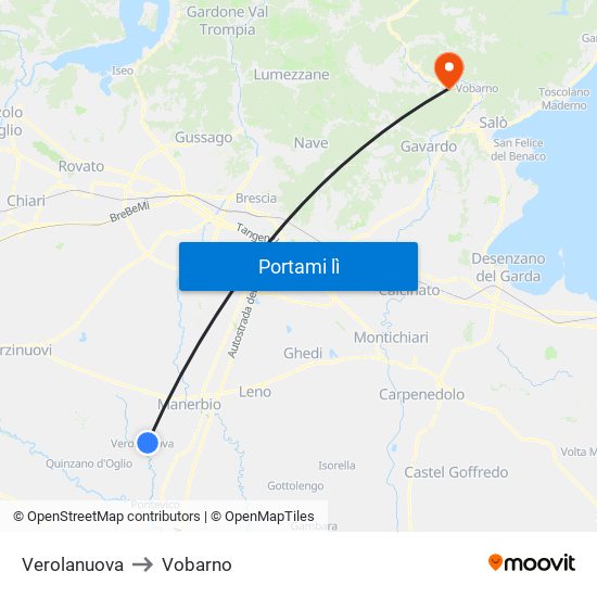 Verolanuova to Vobarno map