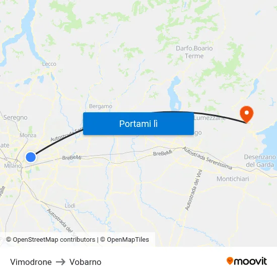 Vimodrone to Vobarno map