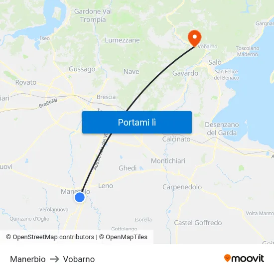 Manerbio to Vobarno map