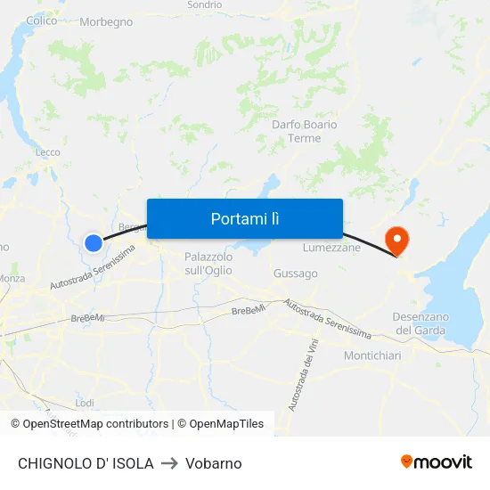 CHIGNOLO D' ISOLA to Vobarno map