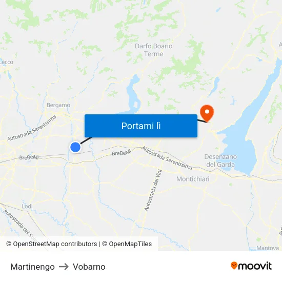 Martinengo to Vobarno map