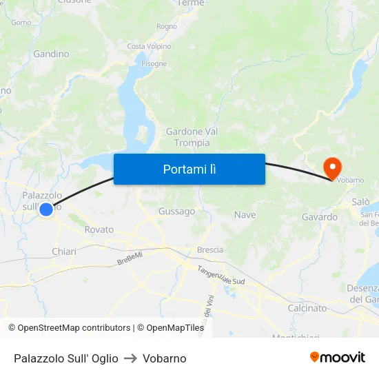 Palazzolo Sull' Oglio to Vobarno map