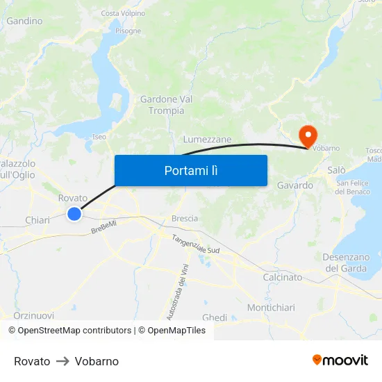 Rovato to Vobarno map