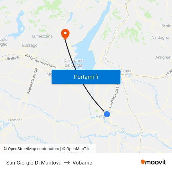 San Giorgio Di Mantova to Vobarno map