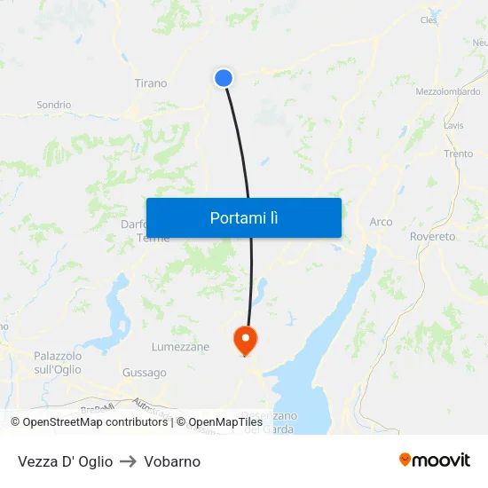 Vezza D' Oglio to Vobarno map