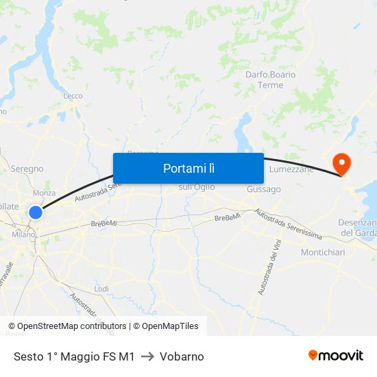 Sesto 1° Maggio FS M1 to Vobarno map