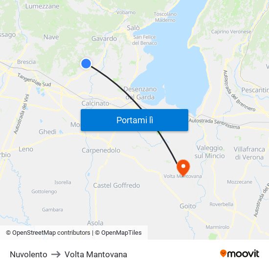Nuvolento to Volta Mantovana map