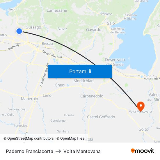 Paderno Franciacorta to Volta Mantovana map