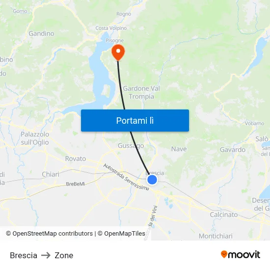 Brescia to Zone map