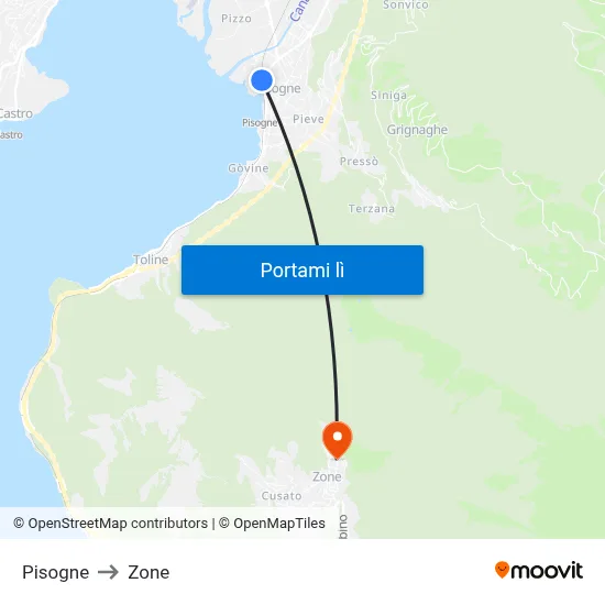Pisogne to Zone map